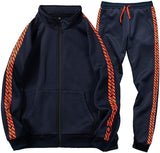 Men Tracksuit Set Full-Zip Sweatshirt Jogger Sweatpants Warm Sports Suit Gym Training Wear