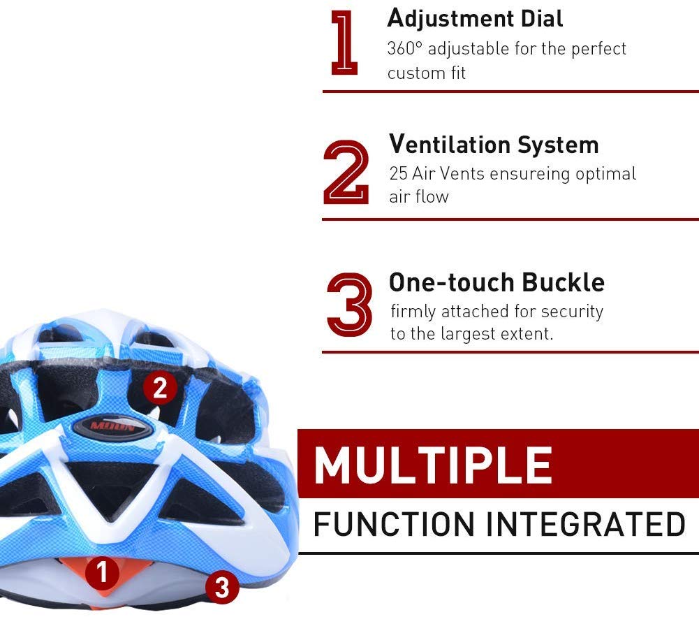 MOON Bike Helmets for Adults Lightweight 25 Vents Dial Fit System Rem cyclingsell MOON Bike Helmets for Adults Lightweight 25 Vents Dial Fit System Rem cyclingsell