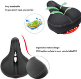 Bike Seat Silicone Memory Foam Waterproof Bicycle Saddle LED Tail Lights