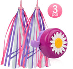 Kids Bike Bell and Streamers for Girls-1 Pack Flower Bicycle Bell
