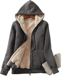 Women's Casual Winter Warm Sherpa Lined Fleece Zip Up Hooded Jacket Coat