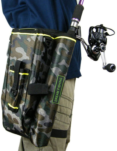 Fly Fishing Rod Bag With Fishing Tackle Storage Box Cover Case Multi-function Nylon Fishing Waist Pack Leg Bag Camouflage Camo