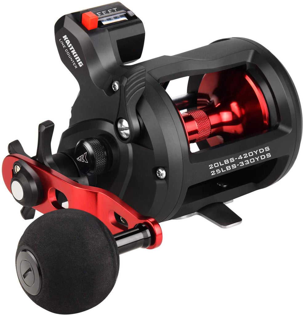 clearance trolling fishing reel with line counter KastKing ReKon Line Counter Trolling Fishing Reel, Round Conventional – cyclingsell