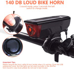 Bike Light Set  Bicycle Headlight  Front Back Light & Bell