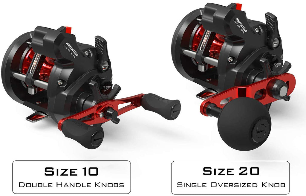 clearance trolling fishing reel with line counter KastKing ReKon Line Counter Trolling Fishing Reel, Round Conventional – cyclingsell