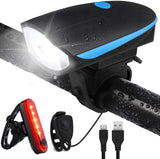 Bike Light with Horn Set 2in1,Rechargeable Bicycle Bell Lights Waterproof