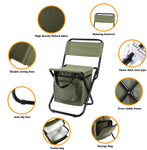 Foldable Camping Chair with Cooler Bag Compact Fishing Stool