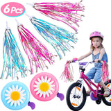2 Pieces Kids Bike Bell Girl Flower Bicycle Bell with 4 Pieces Handlebar