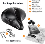 Oversized Comfort Bike Seat - Most Comfortable Replacement Bicycle Saddle