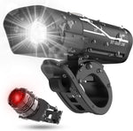 Bike Headlight and Back Light Set, Runtime 10+ Hours 600 Lumen Bright Front Lights and Tail Rear Led, 5 Light Mode Options