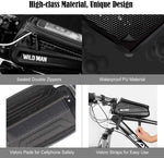 Bike Bicycle Bag, Waterproof Bike Phone Mount Bag Front Frame Top Tube Handlebar Bag with Touch Screen Holder Case for iPhone X XS Max XR 8 7 Plus, for Android/iPhone Cellphones Under 6.5”