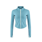 Sport Jacket Women Long Sleeve Zip Fitness Yoga Shirt Top Workout Gym Activewear Sport Running Coats Training Clothes