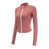 Sport Jacket Women Long Sleeve Zip Fitness Yoga Shirt Top Workout Gym Activewear Sport Running Coats Training Clothes