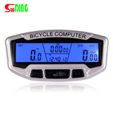 Bicycle Speedometer Wired Computer Stopwach Odometer LCD Screen Blue Backlight Auto Clear Sunding SD-558A