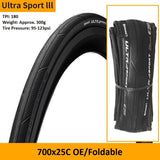 Continental Foldable Bicycle Tire Ultra Sport 2 Road Bike 700x23c 25c Tyre Pure Grip Road Cycling Grand Sport II Race Tires