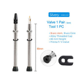 40/60/80mm 2PCS Bicycle Tubeless Tire Presta Valve Brass Core Brass Stem W/ Alloy & Tool