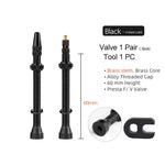 40/60/80mm 2PCS Bicycle Tubeless Tire Presta Valve Brass Core Brass Stem W/ Alloy & Tool