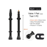 40/60/80mm 2PCS Bicycle Tubeless Tire Presta Valve Brass Core Brass Stem W/ Alloy & Tool