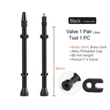 40/60/80mm 2PCS Bicycle Tubeless Tire Presta Valve Brass Core Brass Stem W/ Alloy & Tool