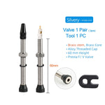 40/60/80mm 2PCS Bicycle Tubeless Tire Presta Valve Brass Core Brass Stem W/ Alloy & Tool