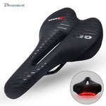 Bicycle Saddle W/ 8 LED Taillight Shock Absorption Gel Intensity Foam  Seat PU Leather Comfy Durable Use MTB Road Seat