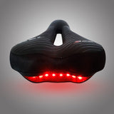 Bicycle Saddle W/ 8 LED Taillight Shock Absorption Gel Intensity Foam  Seat PU Leather Comfy Durable Use MTB Road Seat