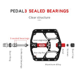 Flat Bike Pedals MTB Road 3 Sealed Bearings Bicycle Pedals Mountain Bike Pedals Wide Platform Pedales Bicicleta Accessories Part