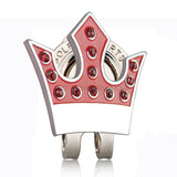 Golf Ball Marker Crown With Magnetic Cap Clips 3 Colours Red Yellow Black With Rhinestone