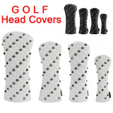 Golf Head Cover for Driver Fairways #3 #5 Hybrids PU Leather Rivets Golf Club Head Protector