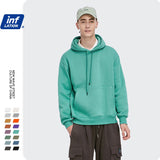 Hoodie For Couple Soild Color Loose Fit Thick Velvet Sports