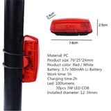 USB Rechargable LED Bicycle Rear Light Cycling Safety Warning Tail Seat Lamp