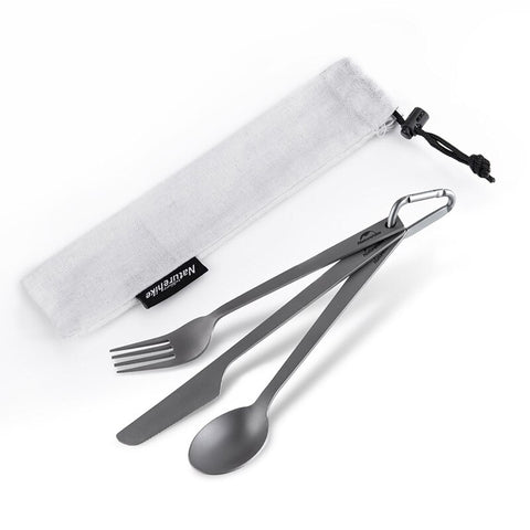 Lightweight Titanium Cutlery Knife Fork Spoon Ultralight Portable High Strength Three in One Cutlery