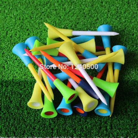 Golf Tools 50pcs 2 7/6'' 70mm Multicolor Plastic Golf Tees Rubber Cushion