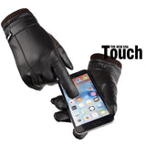 PU Leather Cycling Gloves Winter Warm Touch Screen Gloves For Bike Bicycle Riding Waterproof Windproof Thickened Woolen Gloves