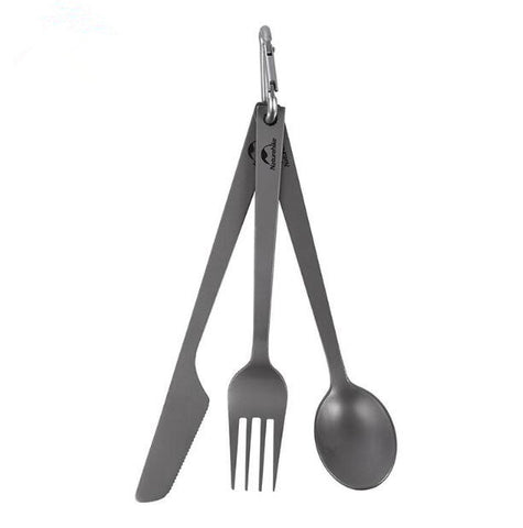 Lightweight Titanium Cutlery Knife Fork Spoon Ultralight Portable High Strength Three in One Cutlery