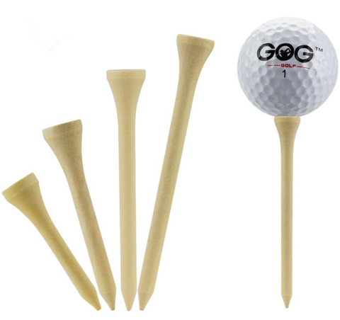 Package of 100 Tees Wood Golf Tees Wooden Tee Golf Ball Holders Length 42mm 54mm 70mm 83mm