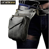 Real Leather Men Multifunction Design Casual Sling Shoulder Messenger Bag Fashion Travel Waist Belt Pack vintage leather waist pack drop leg bag