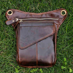 Real Leather Men Multifunction Design Casual Sling Shoulder Messenger Bag Fashion Travel Waist Belt Pack vintage leather waist pack drop leg bag