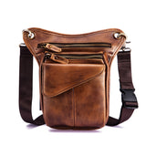 Real Leather Men Multifunction Design Casual Sling Shoulder Messenger Bag Fashion Travel Waist Belt Pack vintage leather waist pack drop leg bag