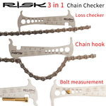 Risk Stainless Steel Go/No-go Bike  3 in 1 Chain Checker MTB Bike Road Bicycle Chain Wear Loss Indicator Checker W/Chain Hook